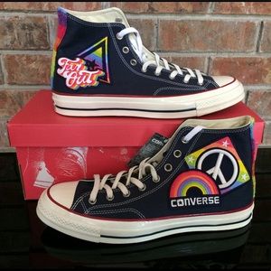 Converse navy rainbow high tops